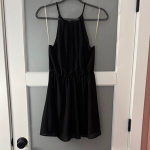Windsor Black Halter Mini Dress with Subtle Gather